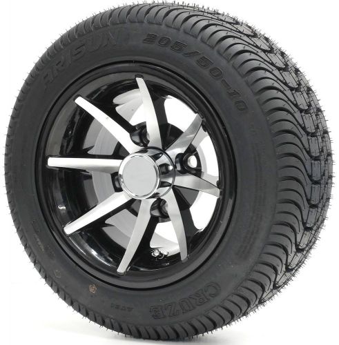 Golf cart 10&#034; mach/black &#034;classic&#034; wheels and 205/50-10 dot low profile tires -4