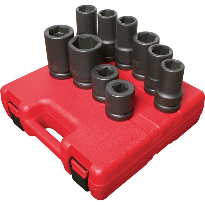 Sunex heavy-duty wheel sae/metric impact socket set- 10-pc. 1in-drive #5690a