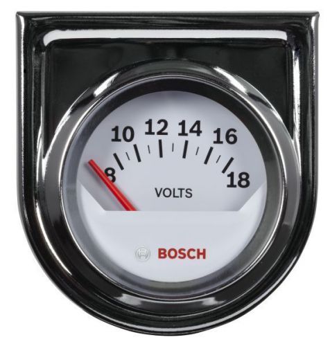 Bosch 2&#034; voltmeter 0-18 v white, chrome bezel new bosch fst8205 authorized dist.