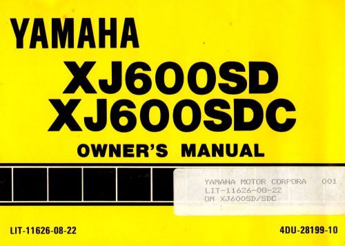 1992 yamaha xj600 seca ii 600 motorcycle owners manual-xj600sd-xj600sdc-xj 600 s