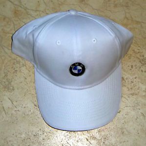 Bmw hat, white 100% cotton cap, 1-size-fits-all, new