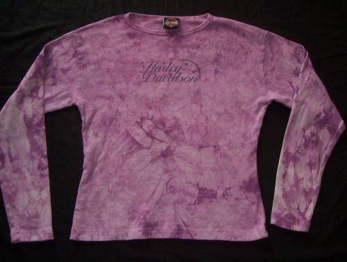 Vintage women&#039;s meredith harley davidson conway, nh. tye die t shirt med