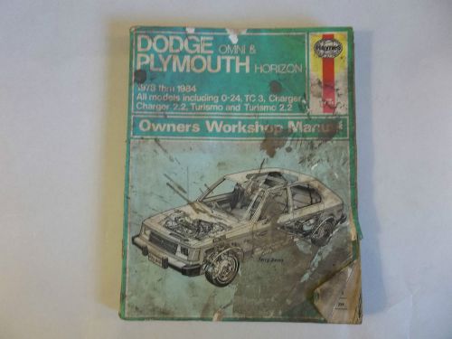 Dodge omni charger o-24 t3c plymouth horizon 1978-1984 haynes repair manual