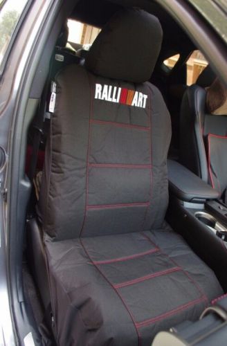 Pair airbag safe canvas mitsubishi ralli art universal size seat covers