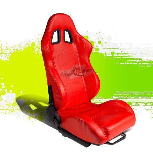 Red pvc leather reclinable jdm sports racing seats+adjustable sliders right side