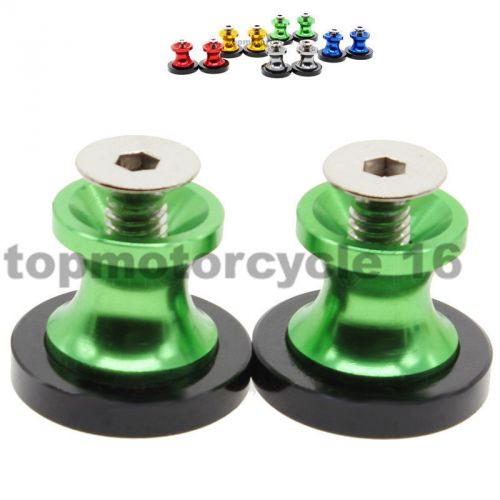 Green 6mm cnc swingarm sliders spools aprilia buell triumph yamaha top quality