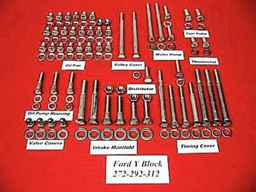 Ford y-block 272 292 312 stainless steel engine hex bolt kit