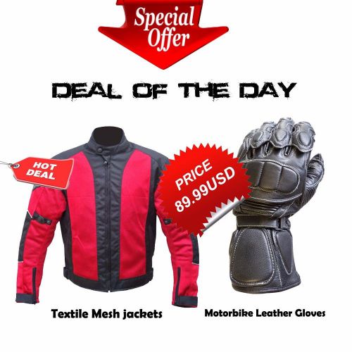 Motorbike textile mesh jacket with motorbike leather gloves (full deal)