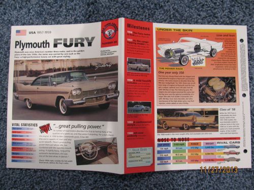 ★★ plymouth fury - collector brochure specs info 1957/1958/1959 ★★