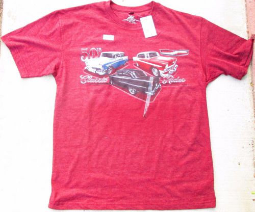 1955 56 tri-five chevrolet official t shirt size l newport blue retail $24, new