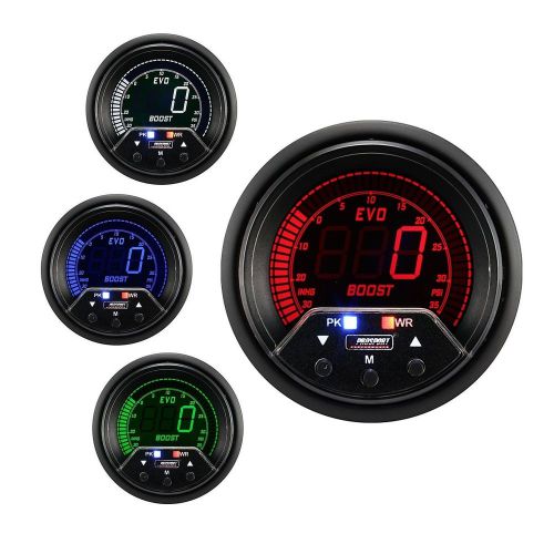 Prosport 60mm evo red blue green white led boost gauge psi peak &amp; warning