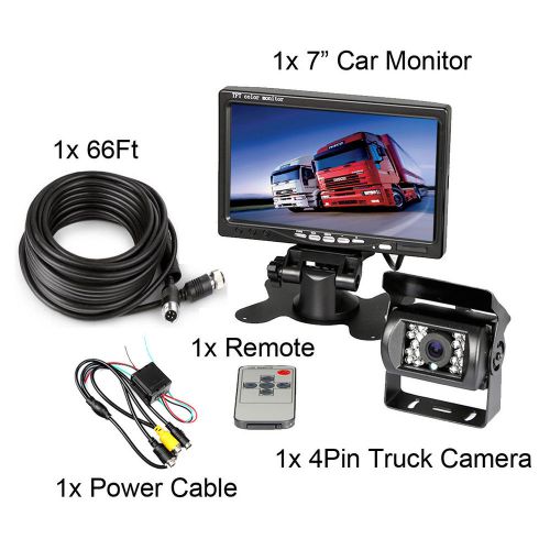 4pin 12-24v car reversing ccd ir camera + 7&#034; lcd monitor + 20m 4 pin cable