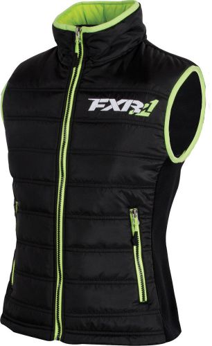 Fxr womens black / lime block heater insulated vest -sizes 4 -6- 8- 10 - 12 -new