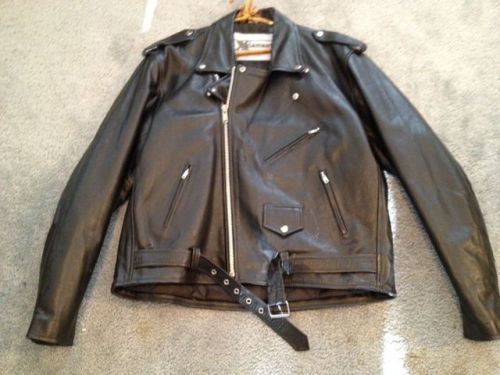 Men&#039;s heavy black leather jacket coat quilted lining 5 pocket motorcycle biker