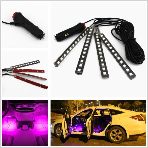 4pcs 12led car footwell floor decorative neon lamp purple atmosphere light strip