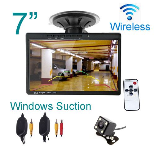 7&#034; tft lcd car rear view backup monitor+wireless parking night vision camera kit