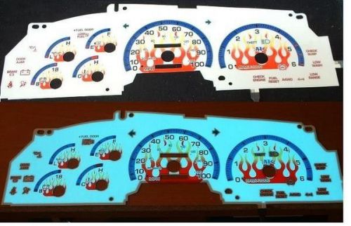 1997 1998 ford f150 expedition flamed white face glow gauges flames by apc