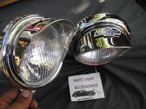 New pair small vintage style clear color fog lights with visors in 12 vols ! b/t