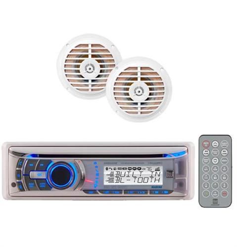 New dual marine waterproof mp3 cd wma am/fm aux wb radio /2 speakers included