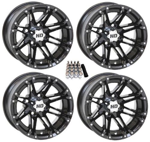 Sti 12&#034; hd3 gloss black golf cart wheels/rims ez-go &amp; club car