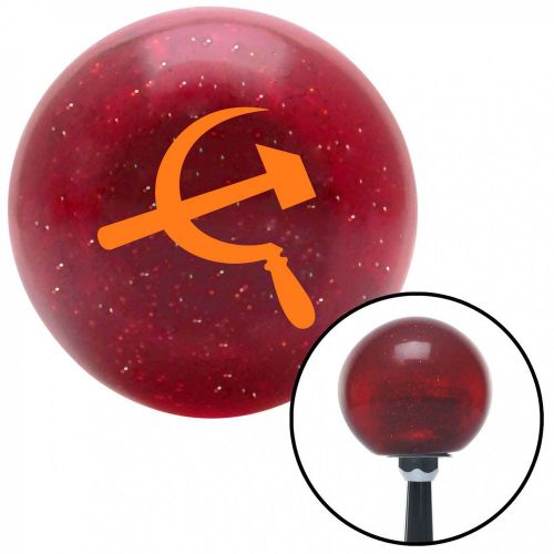 Orange hammer &amp; sickle red metal flake shift knob with 16mm x 1.5 insertpull