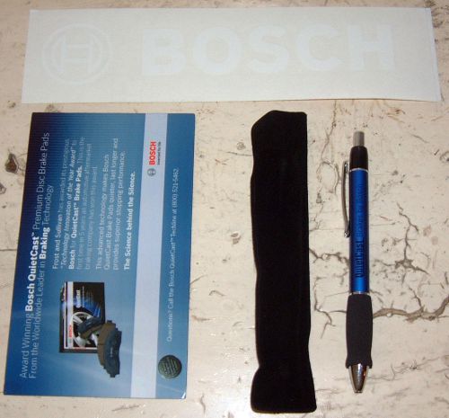 Bosch promotional set; window sticker decal, quietcast magnet &amp; pen w/case