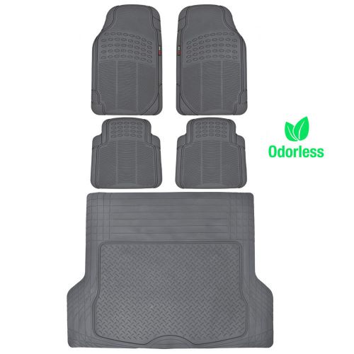 Odor-free eco tech hd floor mats motor trend for car suv w/ cargo liner gray