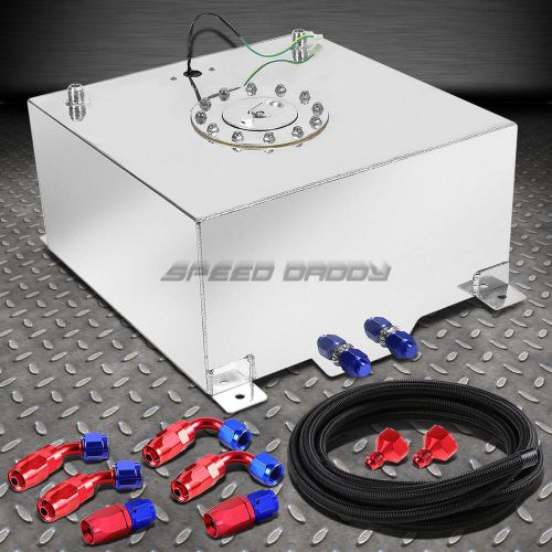 10 gallon polished aluminum fuel cell tank+cap+level sender+nylon fuel line kit