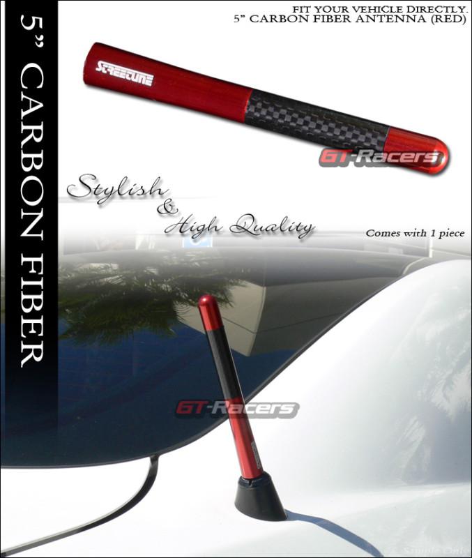 5" inch red aluminum/carbon fiber screw-on type external jdm short antenna ford