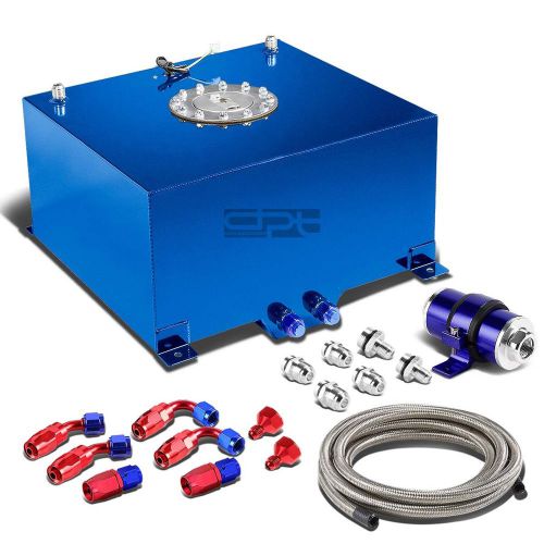 10 gallon/38l aluminum fuel cell tank+oil feed line+30 micron inline filter blue