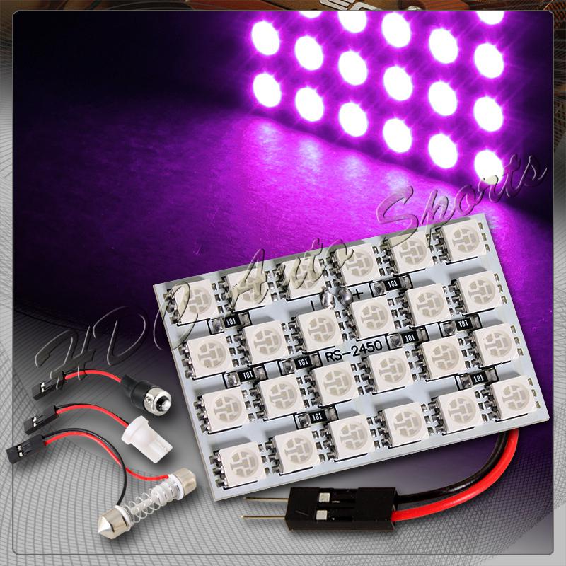 47mm x 30mm smd led panel interior dome/map light w/ t10+festoon+ba9s - purple