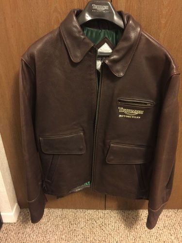 Triumph triple connection leather motorcycle jacket us 44 brown