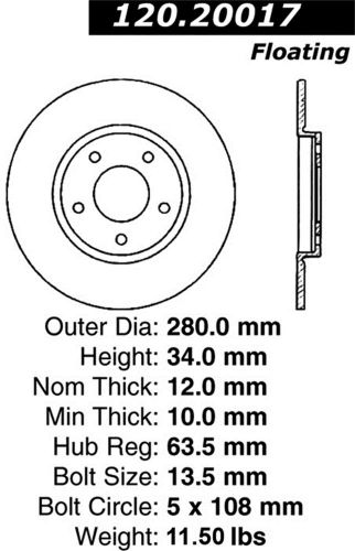 Stoptech 127.20017l stoptech sport rotors fits 02-08 x-type