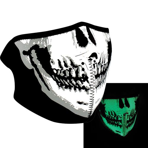 Skull motorcycle biker ski neoprene half face mask reversible glow skull mask