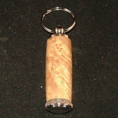 Brown mallee burl pill or toothpick keychain in chrome or 10k gold plating