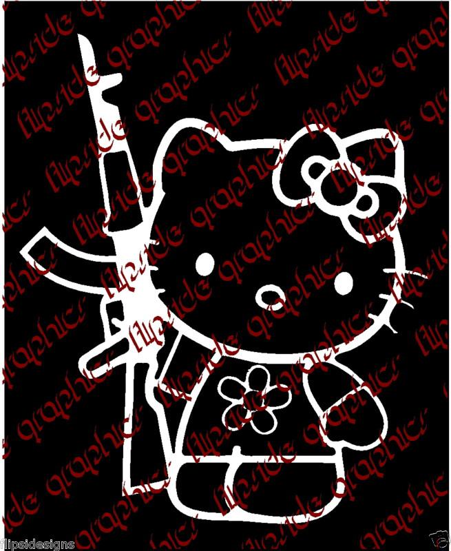 Funny hello kitty ak47 gangster decal car truck  bumper vinyl stickers  