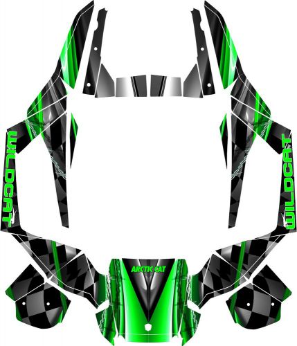 B.a.w racing decals graphics kit arctic cat wild cat wrap checkerd flag