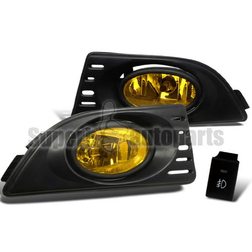 2005-2007 acura rsx driving fog lights lamps w/switch+wire yellow