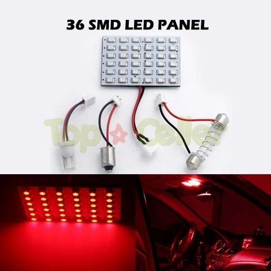 2x red led dome map interior light bulb smd 36-led panel xenon hid lamp