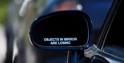 Objects in mirror are losing white vinyl decal sticker