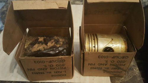 1942-59 nos dodge piston pair factory sealed 986903 .020 230 ci group 0103