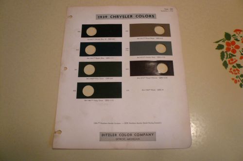 1939 chrysler ditzler color chip paint sample - vintage