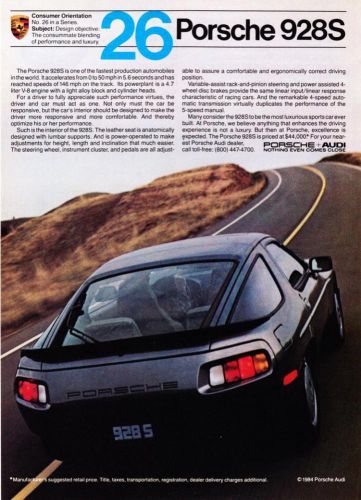 1984 porsche 928 s 928s coupe photo &#034;luxury &amp; performance&#034; vintage print ad