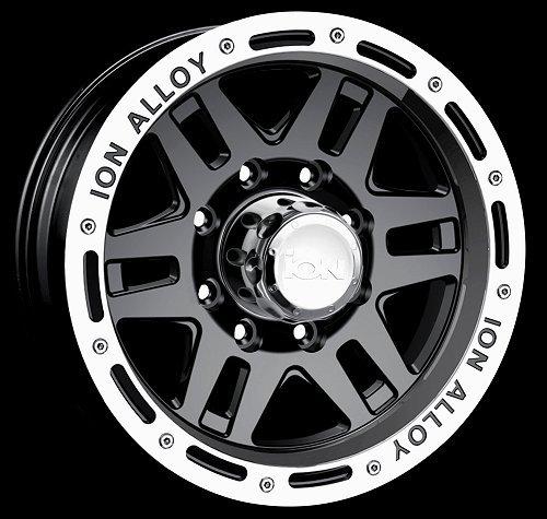 Ion alloys style 133 wheels rims, 16x10, 5x5", black with beadlock look