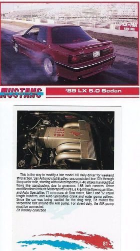 1989 mustang lx 5.0 sedan.   collector card  2 1/2&#034;x3 1/2&#034;