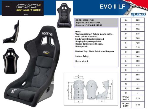 2016 sparco evo ii race seat u.s. seller