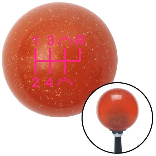 Pink shift pattern cp26n orange metal flake shift knob with m16x1.5 insert sbc