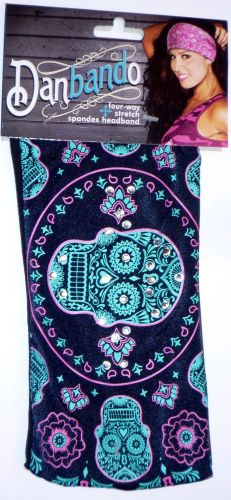 Skull cap headwrap dorag motorcycle outdoor- sugar skull paisley w/ rhinestones