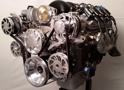 Gm ls3 430 hp crate engine with synister products polished serpentine system
