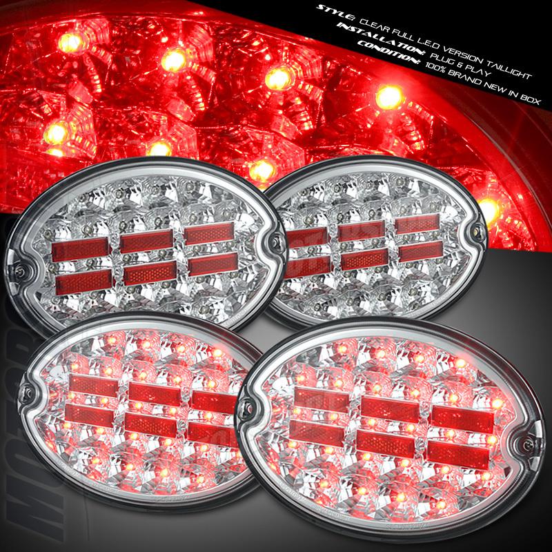 97-04 chevy corvette c5 coupe convertible euro clear full led rear taillight l+r